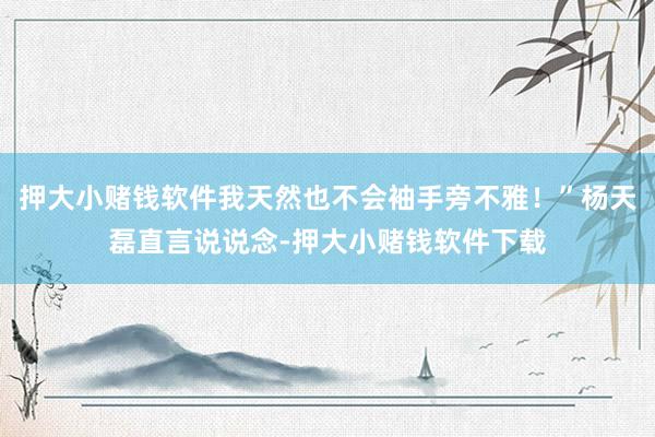押大小赌钱软件我天然也不会袖手旁不雅！”杨天磊直言说说念-押大小赌钱软件下载