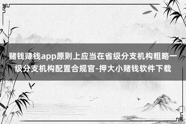 赌钱赚钱app原则上应当在省级分支机构粗略一级分支机构配置合规官-押大小赌钱软件下载