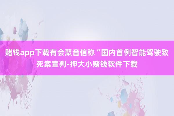 赌钱app下载有会聚音信称“国内首例智能驾驶致死案宣判-押大小赌钱软件下载