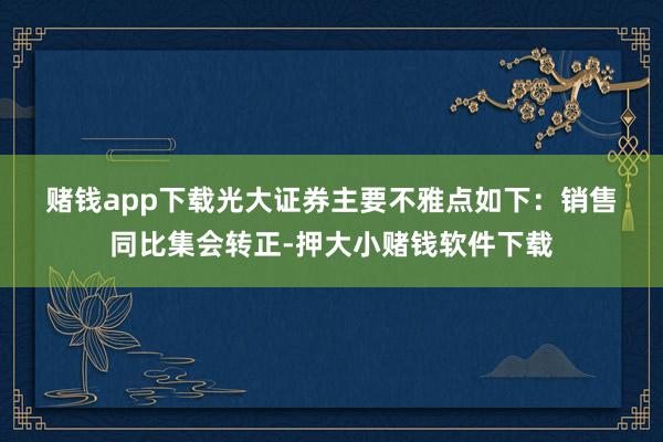 赌钱app下载　　光大证券主要不雅点如下：　　销售同比集会转正-押大小赌钱软件下载