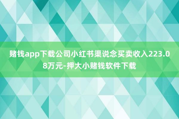 赌钱app下载公司小红书渠说念买卖收入223.08万元-押大小赌钱软件下载