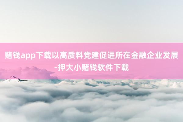 赌钱app下载以高质料党建促进所在金融企业发展-押大小赌钱软件下载