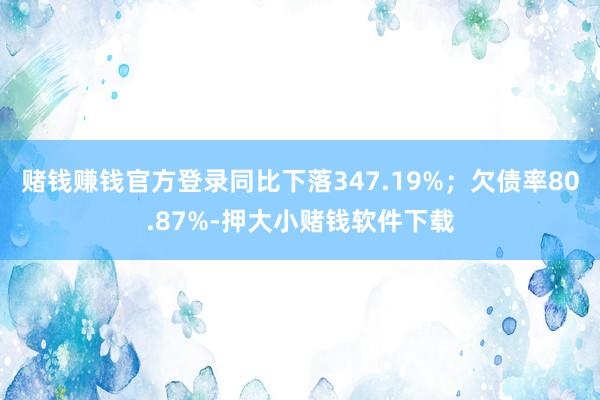 赌钱赚钱官方登录同比下落347.19%;欠债率80.87%-押大小赌钱软件下载