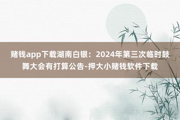 赌钱app下载湖南白银：2024年第三次临时鼓舞大会有打算公告-押大小赌钱软件下载