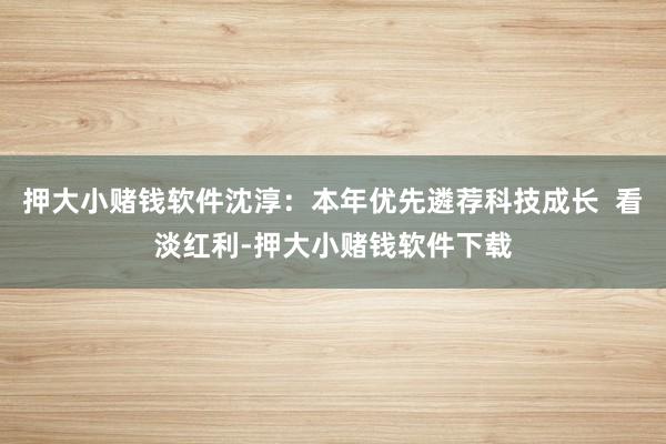 押大小赌钱软件沈淳:本年优先遴荐科技成长 看淡红利-押大小赌钱软件下载