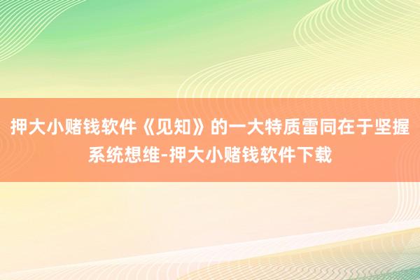 押大小赌钱软件《见知》的一大特质雷同在于坚握系统想维-押大小赌钱软件下载